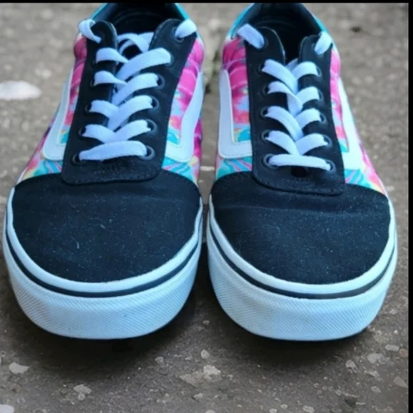 Vans Ward Tie Dye Old Skool Skate Athletic Tennis Shoe Sneaker Rose Pink Black 9 - Picture 7 of 12